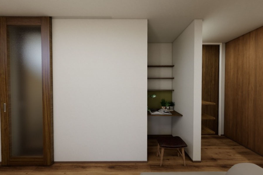 日常の中に、ちょっとだけ自分の時間を。囲われたカウンターコーナーが、暮らしに心地よいゆとりをもたらします。